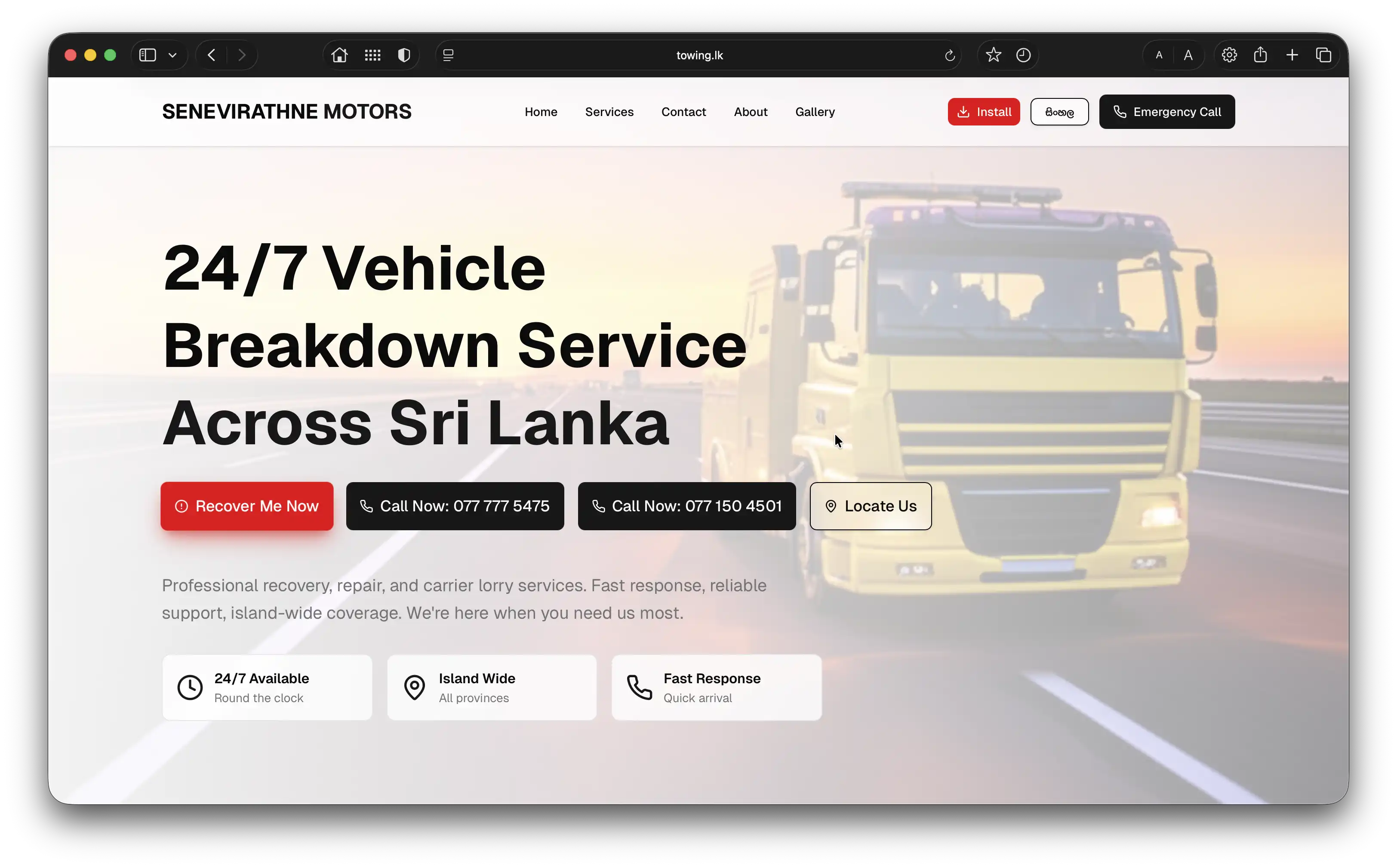 Towing.lk: Web-based car recovery Service Platform preview 1